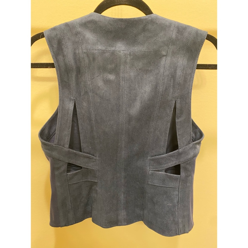 BCBGmaxazria Blue Suede Vest w/ Cutouts